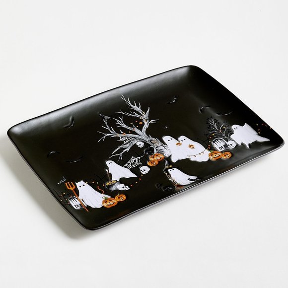 NEW RARE Pottery Barn Large Scary Squad Rectangular Serving Platter 16" w x 12.2 - Picture 2 of 4